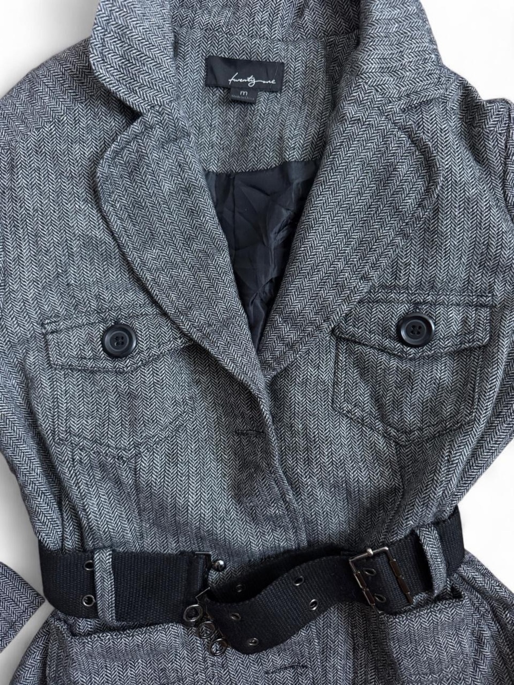 Women’s Gray Tailored Belted Jacket - Picture 5 of 6